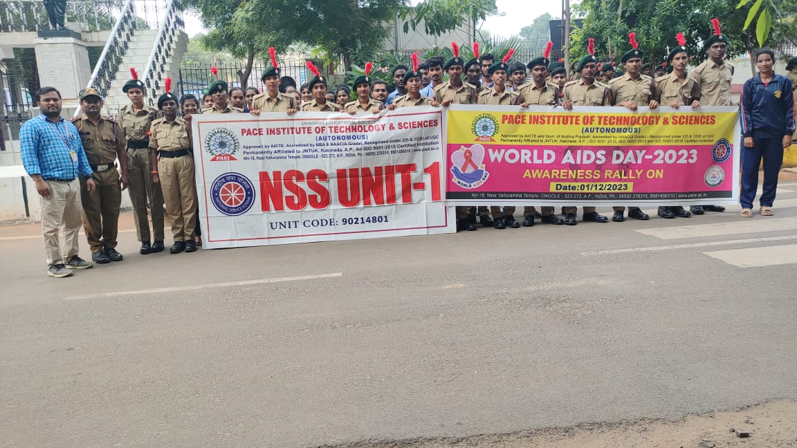 PACE NSS and NCC participated in the AIDS day rally at Prakasam bhavan , Ongole